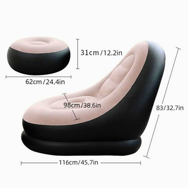 Inflatable Air Sofa Lounge Chair with Footstool – 2-Seater Leatherette, Lightweight & Portable